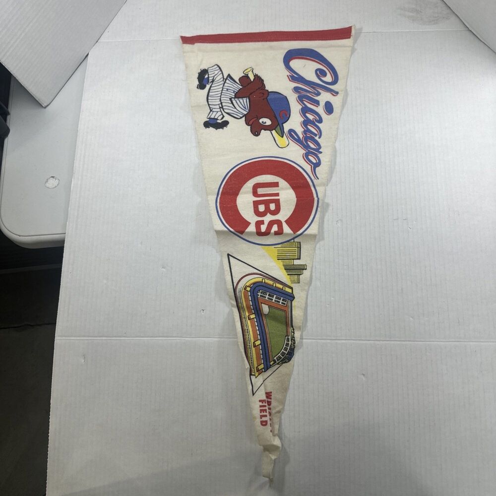 Vintage 1969 Chicago Cubs White Wrigley Field Pennant Felt USA